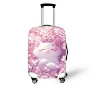 Bigcardesigns Housses de protection élastiques pour valise de 45,7 à 76,2 cm, Adorable chat rose, L(26"-30" cover), L (housse de 66 à 71 cm)