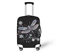 Bigcardesigns Housses de protection élastiques pour valise de 45,7 à 76,2 cm, Art Libellule noire, XL(30"-32"cover), XL (housse de 76,2 - 81,3 cm)