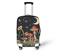 Bigcardesigns Housses de protection élastiques pour valise de 45,7 à 76,2 cm, Champignon Lune Étoile Noir, S(18"-21"cover), S (housse de 45,7 à 53,3 cm)