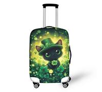 Bigcardesigns Housses de protection élastiques pour valise de 45,7 à 76,2 cm, Chat noir Saint-Patrick, M(22"-25"cover), M (housse de 55,9 - 61 cm)