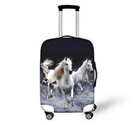 Bigcardesigns Housses de protection élastiques pour valise de 45,7 à 76,2 cm, Cheval blanc., M(22"-25"cover)