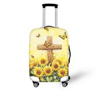 Bigcardesigns Housses de protection élastiques pour valise de 45,7 à 76,2 cm, Croix religieuse tournesol, M(22"-25"cover), M (housse de 55,9 - 61 cm)