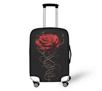 Bigcardesigns Housses de protection élastiques pour valise de 45,7 à 76,2 cm, Motif roses - Rouge, L(26"-30" cover), L (housse de 66 à 71 cm)