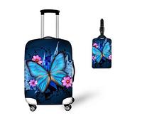Bigcardesigns Housses de protection élastiques pour valise de 45,7 à 76,2 cm, Papillon - 2 pièces (housse + étiquette), L(26"-30" cover)