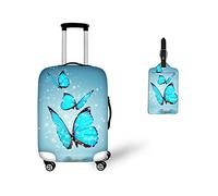 Bigcardesigns Housses de protection élastiques pour valise de 45,7 à 76,2 cm, Papillon 4-2 pièces (housse + étiquette), L(26"-30" cover)