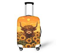 Bigcardesigns Housses de protection élastiques pour valise de 45,7 à 76,2 cm, Vache des Highlands Tournesol, S(18"-21"cover), S (housse de 45,7 à 53,3 cm)