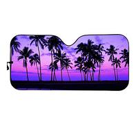 BIGCARJOB Pare-soleil universel pour pare-brise avant de voiture - Imprimé palmier - Pour l'été - Voyage en plein air - Rayons UV - Protection pliable - Motif feuilles tropicales