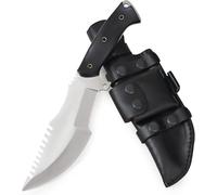 BIGCAT ROAR Black Jaguar Tracker - Couteau D2 30,5 cm Manche Micarta, Étui Cuir - Lame Fixe Dentée - Bushcraft, Outdoor, Survie - Cadeau Homme, Chasseur ou Collectionneur d’Outils Professionnels