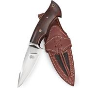 BIGCAT ROAR Predator Hunter - Couteau de Chasse 25,4 cm Acier D2 - Manche Bois de Noyer, Étui Cuir Véritable - Bushcraft, Outdoor, Survie - Idée Cadeau Originale pour Homme, Chasseur, Collectionneur
