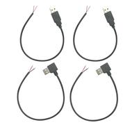 BigCheer Câble USB 2.0 vers câble nu, extrémités de câble ouvertes, courant de 30 cm, 5 V, 22 AWG, 2 noyaux, Power Pigtail, câble, bricolage,2 fiches droites et 2 fiches L à angle droit