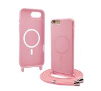 Bigcousin Coque Magnétique pour iPhone 8 / iPhone SE 2020/2022 avec Cordon,[Compatible avec MagSafe],Silicone avec Collier Case Portable Cover,Réglable Collier Lanyard Case,Rose