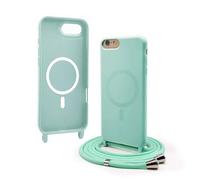 Bigcousin Coque Magnétique pour iPhone 8 / iPhone SE 2020/2022 avec Cordon,[Compatible avec MagSafe],Silicone avec Collier Case Portable Cover,Réglable Collier Lanyard Case,Menthe Verte