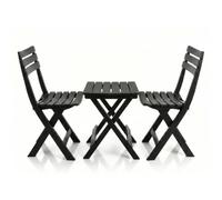 BigDean 2 chaises de jardin et 1 table de jardin pliante en plastique résistant aux intempéries et robuste en anthracite - Chaise pliante idéale pour le jardin et le balcon - Fabriquée en Italie