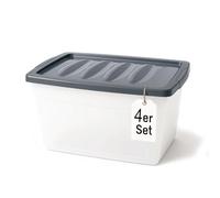 BigDean 4 boîtes de rangement de 60 l avec couvercle - Grande boîte en plastique avec couvercle