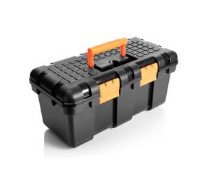 BigDean Boîte à outils vide en plastique rigide 50 x 25 x 23,5 cm - Boîte à outils avec étagère intérieure - Grande boîte à outils - Boîte à outils pour la maison et les artisans - Fabriqué en UE