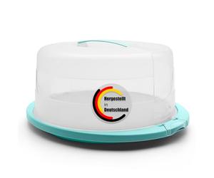 BigDean Boîte de transport ronde pour gâteau avec compartiment isotherme bleu glacé - Cloche à gâteau avec poignée de transport robuste pour un transport sûr des pâtisseries - Couvercle à gâteau