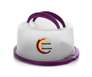 BigDean Boîte de transport ronde pour gâteau - Cloche à gâteau avec poignée de transport - Fermeture extra sûre - Couvercle à gâteau fabriqué en Allemagne - Diamètre : 38 cm - Hauteur : 15,5 cm