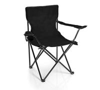 BigDean Chaise de camping pliante noire avec porte-gobelet et sac de transport - Chaise de pêche pliable - Chaise de jardin pliable - Chaise de jardin pliable - Fauteuil de détente pliable