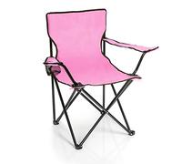 BigDean Chaise de camping pliante Rose - Avec porte-gobelet et sac de transport - Chaise de pêche pliable - Chaise de jardin pliable - Chaise de jardin pliable - Fauteuil de détente pliable