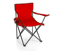 BigDean Chaise de camping pliante rouge avec porte-gobelet et sac de transport - Chaise de pêche pliable - Chaise de jardin pliable - Chaise de jardin pliable - Chaise de détente pliable