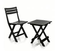 BigDean Chaise de jardin et table de jardin pliante, anthracite, résistante aux intempéries