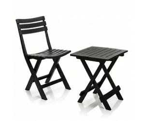 BigDean Chaise de jardin et table de jardin pliante, en plastique résistant aux intempéries et robuste, anthracite, idéale pour le jardin et le balcon, fabriquée en Italie
