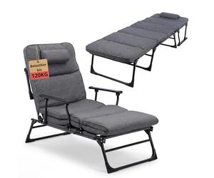 BigDean Chaise pliante confortable 2 en 1 et chaise longue en un seul produit