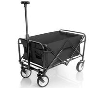 BigDean chariot pliable compact noir résistant jusqu'à 80kg - Petit chariot pliable peu encombrant pour les excursions, le camping et les courses