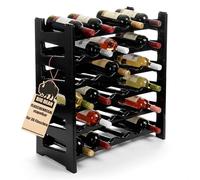 BigDean Étagère à bouteilles empilable pour 36 bouteilles, casier à vin, en plastique, noir, système d'étagères pour verre et PET jusqu'à 1,5 l