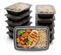 BigDean Lot de 10 Boîtes à Repas Réutilisables avec Couvercle - Boîtes Robustes, Empilables, Passe au Micro-ondes, Congélateur et Lave-vaisselle - Parfaites pour la Préparation de Repas