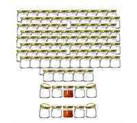 BigDean Lot de 100 petits pots à confiture 53 ml - Fabriqués en Allemagne - Mini bocaux à confiture - bocaux à miel - bocaux à déguster pour cadeaux d'invités et mariage