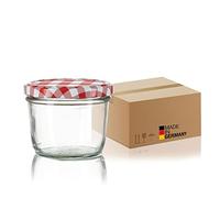 BigDean Lot de 108 bocaux à confiture de 125 ml - Petits bocaux en verre à visser - Fabriqués en Allemagne - Avec couvercle à 66 - Rouge à carreaux