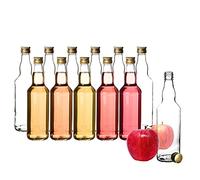 BigDean Lot de 12 bouteilles en verre de 500 ml avec bouchon à vis en or - Bouteilles à remplir de jus, liqueurs, lait et huile - Bouteilles à lait, jus de fruits, huile