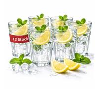 BigDean Lot de 12 verres à eau de 350 ml - Verres à eau de qualité supérieure en verre transparent - Verres à jus modernes et verres à cocktail pour eau, boissons gazeuses, jus et café glacé - Verres