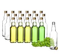 BigDean Lot de 18 bouteilles en verre de 500 ml avec bouchon à vis en or - Bouteilles à remplir de jus, liqueurs, lait et huile - Bouteilles à lait, jus de fruits, huile