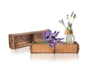 BigDean Lot de 2 anciennes caisses en bois - 58 x 15 x 10 cm - Forme de brique vintage en bois recy haque pièce est unique - Double boîte décorative en bois