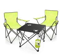 BigDean Lot de 2 chaises de camping avec table pliable - Chaise pliante en vert néon avec porte-gobelet et sac de transport, idéal pour le camping, les festivals et plus encore