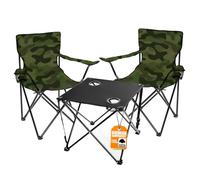 BigDean Lot de 2 chaises de camping pliables avec table de camping, camouflage, noir