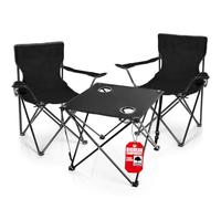BigDean Lot de 2 chaises de camping pliables avec table de camping - Noir - Avec porte-gobelet et sac de transport - Idéal pour le camping, les festivals et plus encore