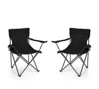 BigDean Lot de 2 chaises de camping pliantes noires avec porte-gobelet et sac de transport - Fauteuil de pêche pliable - Chaise de jardin pliable - Fauteuil de détente pliable