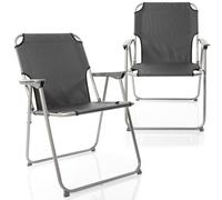 BigDean Lot de 2 chaises pliantes - Chaise de camping - Chaise de pêche - Anthracite/gris robuste - Charge maximale : 120 kg - Chaise de jardin pliante classique pour jardin et camping - Chaise de