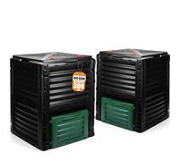 BigDean Lot de 2 composteurs de jardin 300 litres - Composteur rapide en plastique résistant aux intempéries et fabriqué en Europe