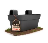 BigDean Lot de 2 jardinières pour balcon - 50 cm - Avec réservoir d'eau - Avec support - Anthracite