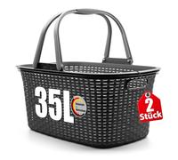 BigDean Lot de 2 paniers à linge avec anse, 35 l, design rotin, fabriqués en Allemagne