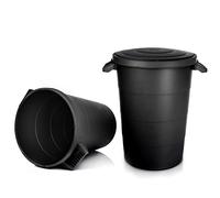 BigDean Lot de 2 tonneaux universels résistants aux intempéries avec couvercle et 2 poignées de transport solides Noir 80 l - Convient pour l'intérieur et l'extérieur - Fabriqué en Europe