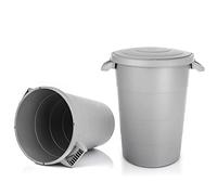 BigDean Lot de 2 tonneaux universels résistants aux intempéries avec couvercle et 2 poignées de transport solides Gris 80 l - Convient pour l'intérieur et l'extérieur - Fabriqué en Europe