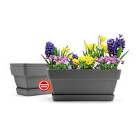 BigDean Lot de 3 jardinières de balcon - 40 cm de long - Couleur : anthracite