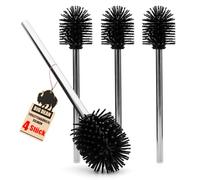 BigDean Lot de 4 brosses WC en silicone - Noir | Brosse de rechange en silicone - Flexible, antibactérienne et hygiénique, séchage rapide et sans éclaboussures