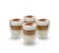 BigDean Lot de 4 verres à latte macchiato à double paroi en verre borosilicate de 300 ml - Verres à café à double paroi - Verres à cappuccino