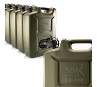 BigDean Lot de 5 bidons d'essence de 20 l en vert olive avec bec verseur flexible - Bidon de carburant pour essence et diesel - Bidon de réserve - Fabriqué en Allemagne